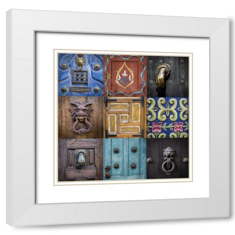 Mexico Collage of door details in city White Modern Wood Framed Art Print with Double Matting by Paulson, Don