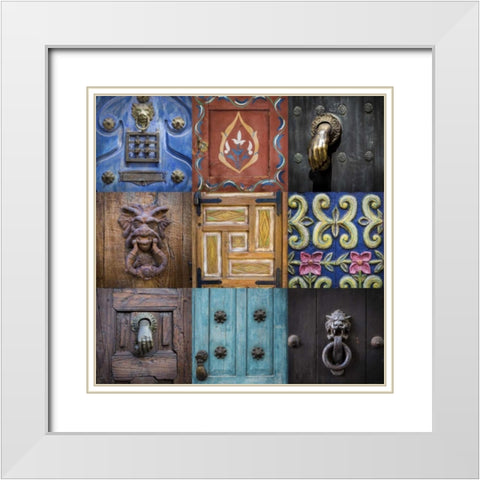 Mexico Collage of door details in city White Modern Wood Framed Art Print with Double Matting by Paulson, Don