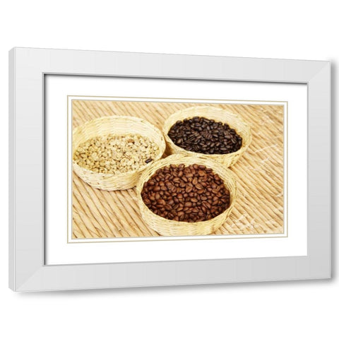 Mexico, Sierra Madre Baskets of coffee beans White Modern Wood Framed Art Print with Double Matting by Ross, Steve