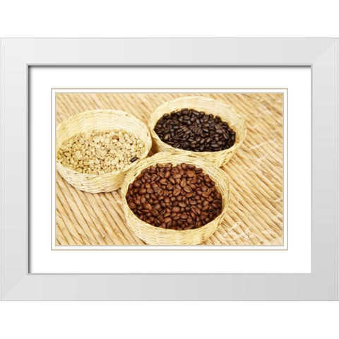Mexico, Sierra Madre Baskets of coffee beans White Modern Wood Framed Art Print with Double Matting by Ross, Steve