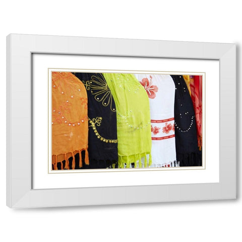 Mexico, Jalisco Scarves sold by street vendors White Modern Wood Framed Art Print with Double Matting by Ross, Steve