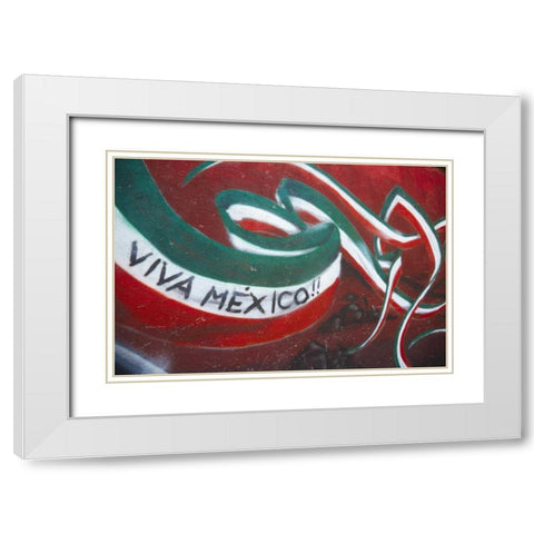 Mexico Mural with the Mexican Flag White Modern Wood Framed Art Print with Double Matting by Ross, Steve