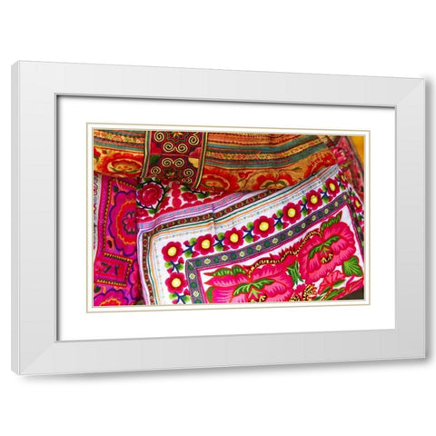 Mexico, Jalisco Textiles for sale at market White Modern Wood Framed Art Print with Double Matting by Ross, Steve
