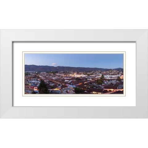 Mexico-San Cristobal de Las Casas Dusk falls over the city in this panorama White Modern Wood Framed Art Print with Double Matting by Tharp, Brenda