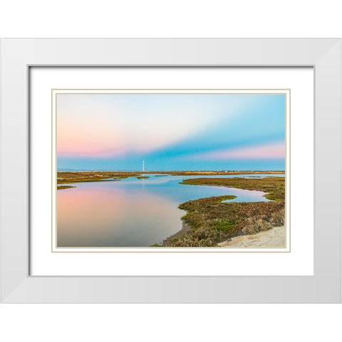 Guerrero Negro- Mulege- Baja California Sur- Mexico. Salt ponds at sunset. White Modern Wood Framed Art Print with Double Matting by Wilson, Emily M.