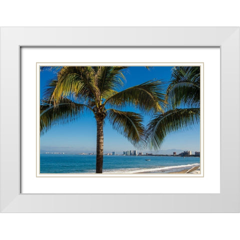 Playa Los Muertos beach-Puerto Vallarta-Jalisco-Mexico White Modern Wood Framed Art Print with Double Matting by DeFreitas, Michael