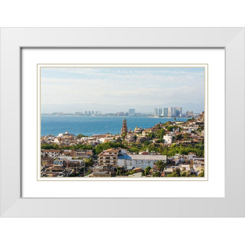 Skyline of Puerto Vallarta-Jalisco-Mexico White Modern Wood Framed Art Print with Double Matting by DeFreitas, Michael
