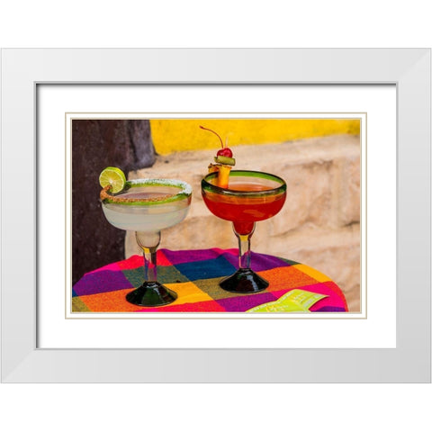 Local drinks on table Tlaquepaque-near Guadalajara-Jalisco-Mexico White Modern Wood Framed Art Print with Double Matting by DeFreitas, Michael