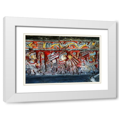 Ancient Carvings Aztec Eagle Warriors Palace-Templo Mayor-Mexico City-Mexico  White Modern Wood Framed Art Print with Double Matting by Perry, William