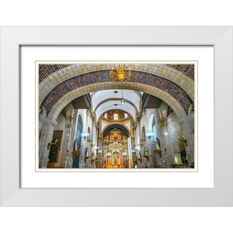 Arch entrance Basilica Altar Santo Domingo Church-Mexico City-Mexico White Modern Wood Framed Art Print with Double Matting by Perry, William