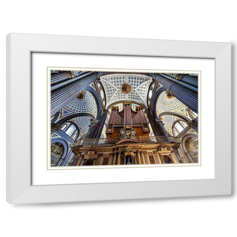 Organ Basilica ceiling Cathedral Puebla-Mexico Built in 15 to 1600s White Modern Wood Framed Art Print with Double Matting by Perry, William