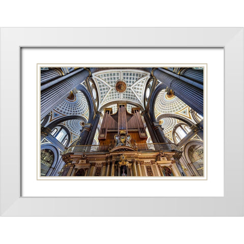 Organ Basilica ceiling Cathedral Puebla-Mexico Built in 15 to 1600s White Modern Wood Framed Art Print with Double Matting by Perry, William