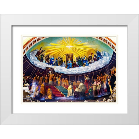 Virgin Mary Bishop Frescoes Altar La Compania Church Puebla-Mexico Jesuit church built in 1767 White Modern Wood Framed Art Print with Double Matting by Perry, William