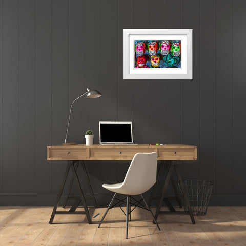 Colorful Mexican magnets-Day of the Dead handicrafts-Los Cabos-Cabo San Lucas-Mexico White Modern Wood Framed Art Print with Double Matting by Perry, William