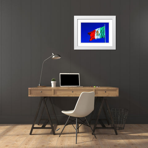 Colorful Mexican flag-San Jose del Cabo-Mexico White Modern Wood Framed Art Print with Double Matting by Perry, William