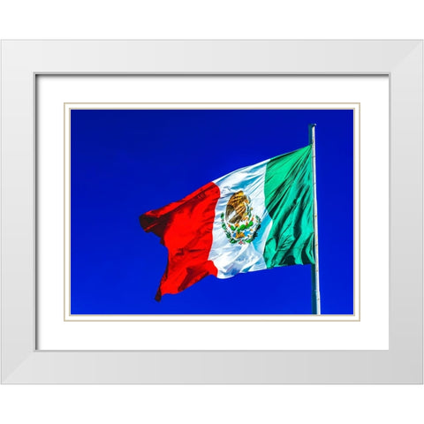 Colorful Mexican flag-San Jose del Cabo-Mexico White Modern Wood Framed Art Print with Double Matting by Perry, William
