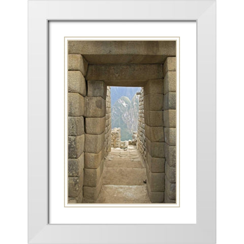 Peru, Machu Picchu, Double-jamb doorway entrance White Modern Wood Framed Art Print with Double Matting by Kirkland, Dennis