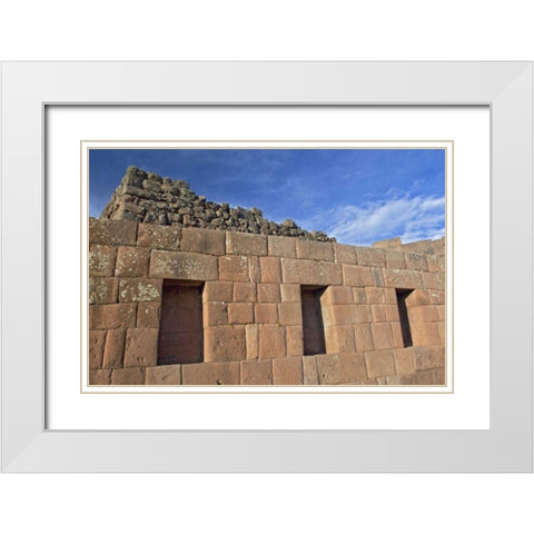 Peru, Pisac, Inca ruins White Modern Wood Framed Art Print with Double Matting by Kirkland, Dennis
