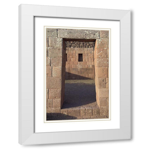 Peru, Pisac, Inca ruins White Modern Wood Framed Art Print with Double Matting by Kirkland, Dennis