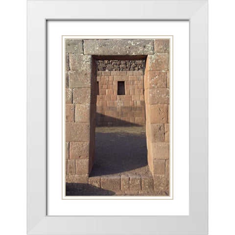 Peru, Pisac, Inca ruins White Modern Wood Framed Art Print with Double Matting by Kirkland, Dennis