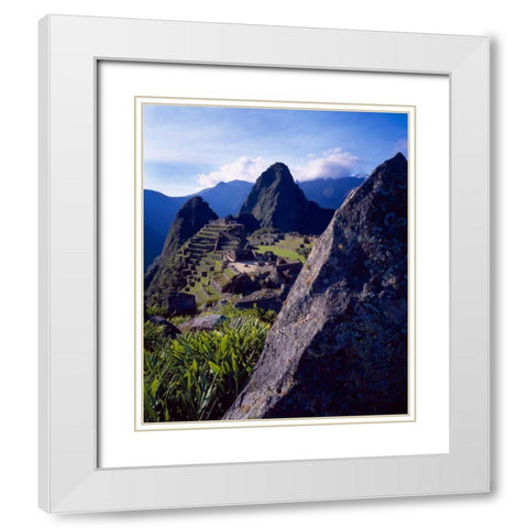Peru, Andes Mountains Ruins of Machu Picchu White Modern Wood Framed Art Print with Double Matting by Zuckerman, Jim