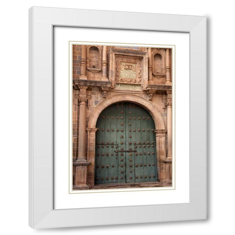 Peru, Cuzco The door of a Jesuit church White Modern Wood Framed Art Print with Double Matting by Kaveney, Wendy