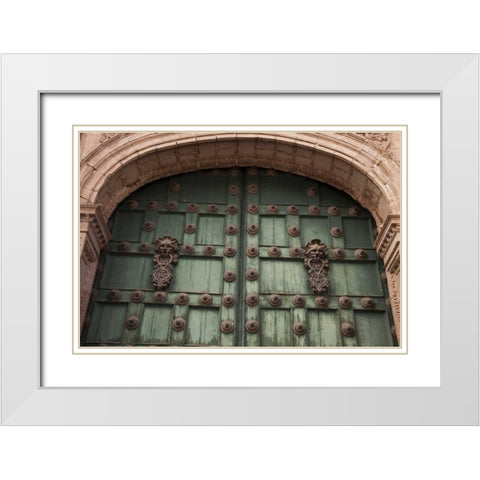Peru, Cuzco The door of a Jesuit church White Modern Wood Framed Art Print with Double Matting by Kaveney, Wendy