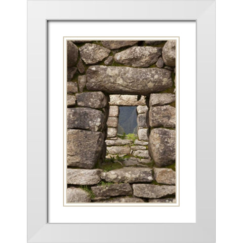 Peru, Machu Picchu Aligned windows in ruins White Modern Wood Framed Art Print with Double Matting by Kaveney, Wendy