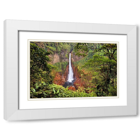 Catarata Del Toro Waterfall-in the mountains of Bajos del Toro Amarillo-Sarchi-Costa Rica White Modern Wood Framed Art Print with Double Matting by Jones, Adam