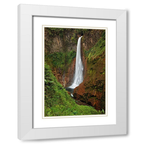 Catarata Del Toro Waterfall-in the mountains of Bajos del Toro Amarillo-Sarchi-Costa Rica White Modern Wood Framed Art Print with Double Matting by Jones, Adam
