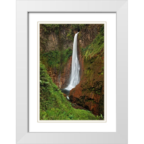 Catarata Del Toro Waterfall-in the mountains of Bajos del Toro Amarillo-Sarchi-Costa Rica White Modern Wood Framed Art Print with Double Matting by Jones, Adam