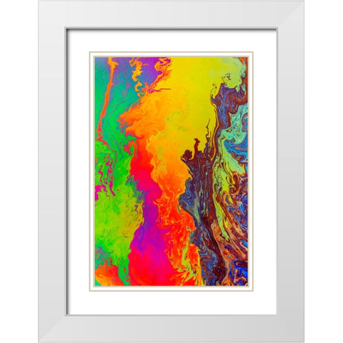 Abstract pattern in oil spilled in small stream-Costa Rica White Modern Wood Framed Art Print with Double Matting by Jones, Adam
