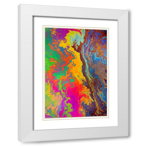 Abstract pattern in oil spilled in small stream-Costa Rica White Modern Wood Framed Art Print with Double Matting by Jones, Adam