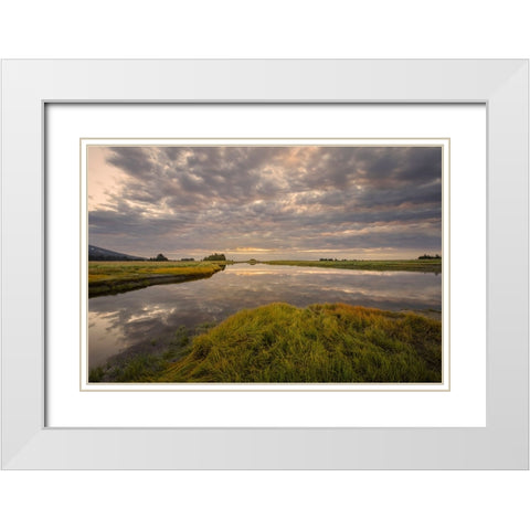 Sunrise on slough of Silver Salmon Creek-Lake Clark National Park and Preserve-Alaska White Modern Wood Framed Art Print with Double Matting by Jones, Adam