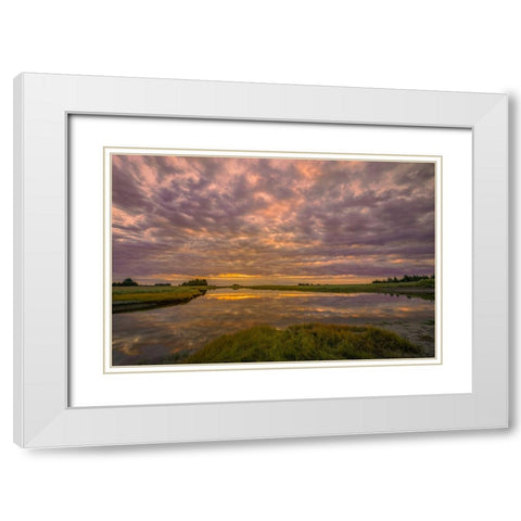 Sunrise on slough of Silver Salmon Creek-Lake Clark National Park and Preserve-Alaska White Modern Wood Framed Art Print with Double Matting by Jones, Adam