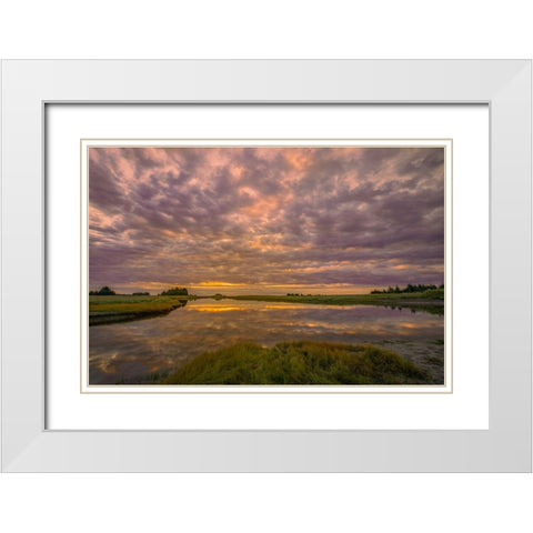 Sunrise on slough of Silver Salmon Creek-Lake Clark National Park and Preserve-Alaska White Modern Wood Framed Art Print with Double Matting by Jones, Adam