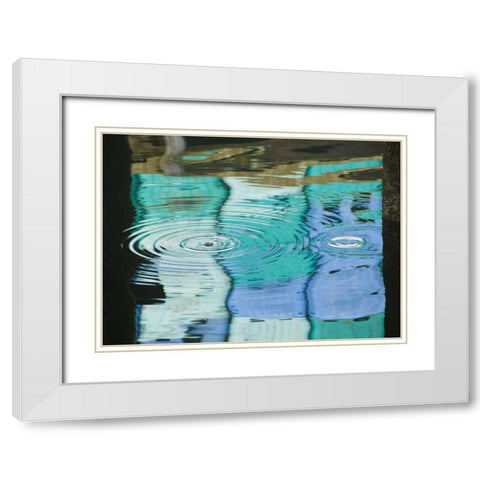 AK, Petersburg Reflections of harbor buildings White Modern Wood Framed Art Print with Double Matting by Rotenberg, Nancy