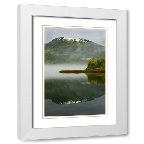 Alaska, Inside Passage Foggy forest and Mountain White Modern Wood Framed Art Print with Double Matting by Rotenberg, Nancy