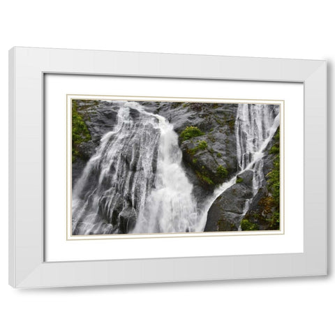 AK, Inside Passage Waterfalls rush down rock White Modern Wood Framed Art Print with Double Matting by Rotenberg, Nancy