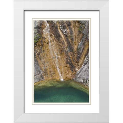 AK, Alsek River Valley Waterfall forms pool White Modern Wood Framed Art Print with Double Matting by Paulson, Don