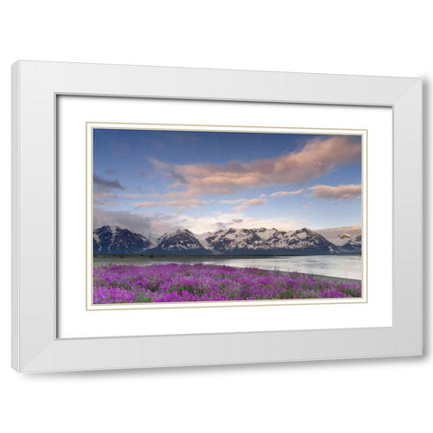 AK, Alsek-Tatshenshini Mountain scenic at sunset White Modern Wood Framed Art Print with Double Matting by Paulson, Don