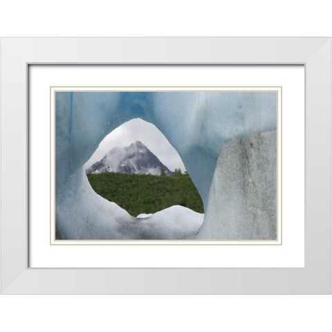 Alaska, Alsek Lake Mountain framed by iceberg White Modern Wood Framed Art Print with Double Matting by Paulson, Don