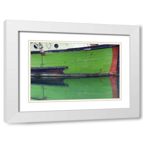 AK, Hoonah Fishing boat reflection in water White Modern Wood Framed Art Print with Double Matting by Paulson, Don