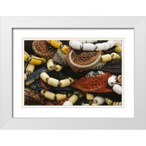 Alaska, Petersburg Fishing nets and floats White Modern Wood Framed Art Print with Double Matting by Paulson, Don