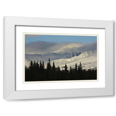 AK, Snowy kenai mountains along Turnagain Pass White Modern Wood Framed Art Print with Double Matting by Grall, Don