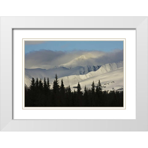 AK, Snowy kenai mountains along Turnagain Pass White Modern Wood Framed Art Print with Double Matting by Grall, Don