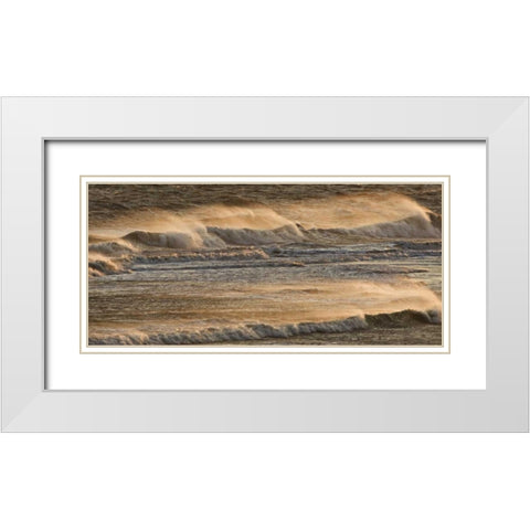 AK, Kachemak Bay Breaking waves at sunset White Modern Wood Framed Art Print with Double Matting by Grall, Don