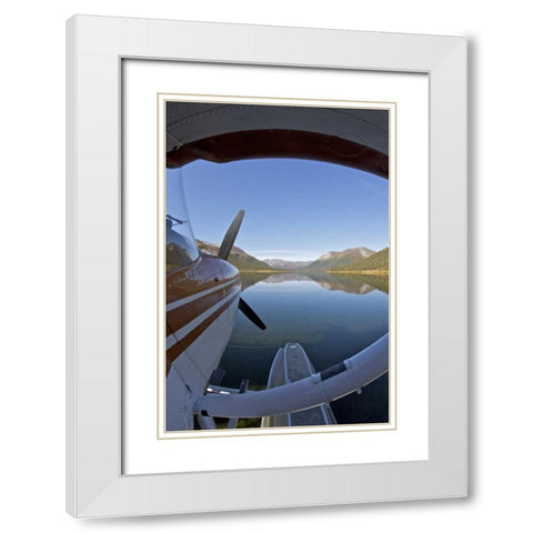 AK, Arctic NP Float plane parked on still waters White Modern Wood Framed Art Print with Double Matting by Anon, Josh