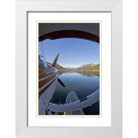 AK, Arctic NP Float plane parked on still waters White Modern Wood Framed Art Print with Double Matting by Anon, Josh