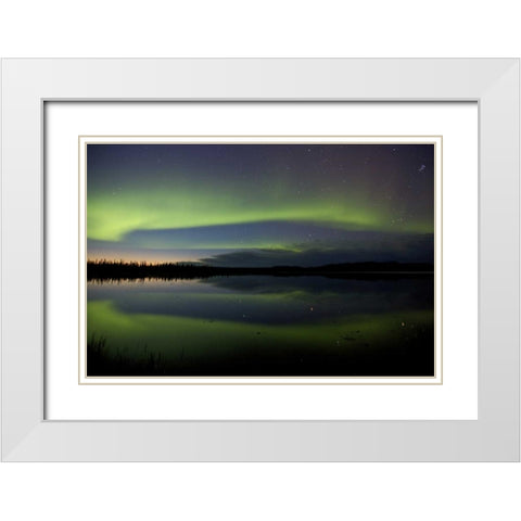 AK, Arctic Circle, Bettles The northern lights White Modern Wood Framed Art Print with Double Matting by Anon, Josh